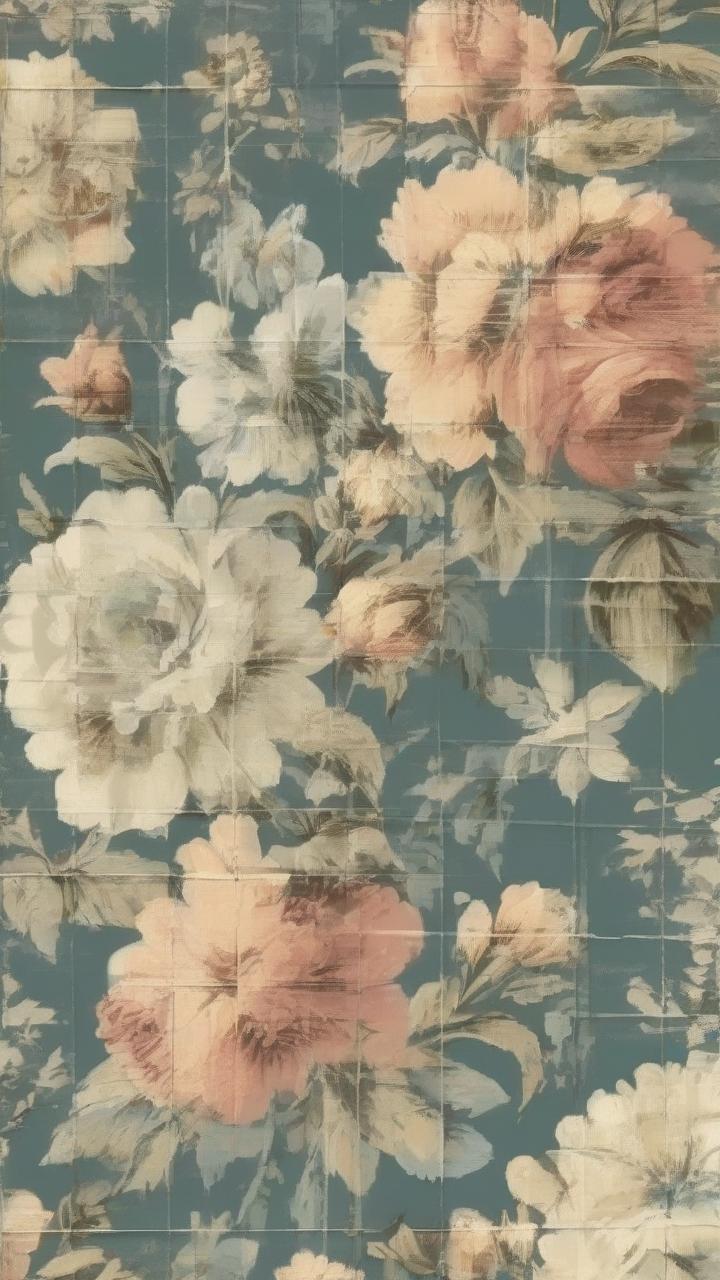 A_Floral_Wallpaper_With_A_Blue_Patterns & Textures_9-16_82
