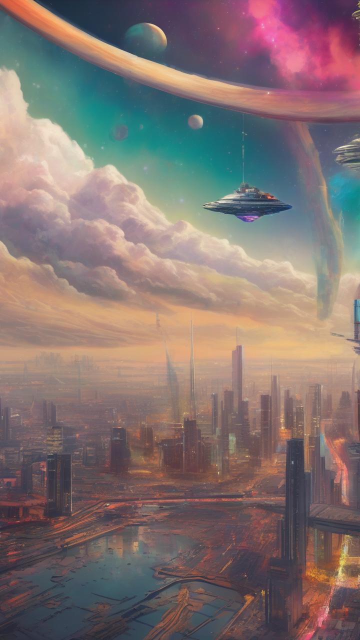 A_Futuristic_City_With_A_Spaceship_Flying_Space & Galaxy_9-16_12
