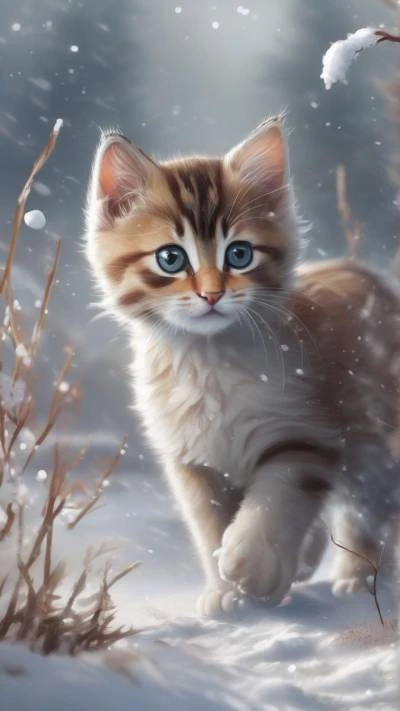 A_Kitten_Walking_Through_The_Snow_9-16_93