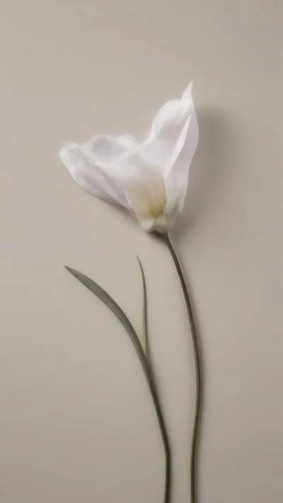 A_White_Flower_With_Green_Stems_On_Minimalist_9-16_15