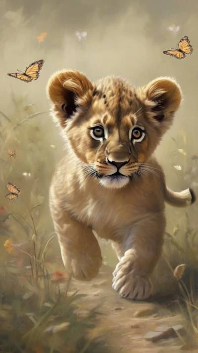 A_Lion_Cub_Running_Through_A_Field_9-16_46