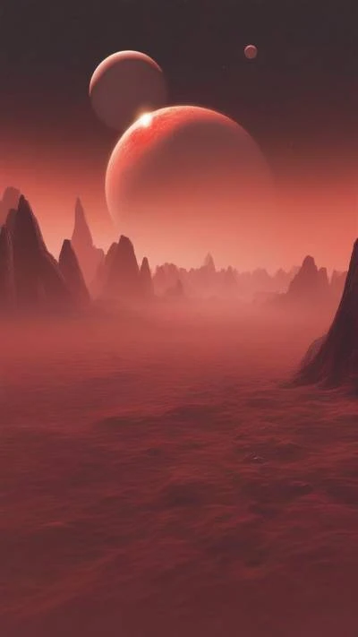 A_Red_Planet_With_Mountains_And_A_Space & Galaxy_9-16_29