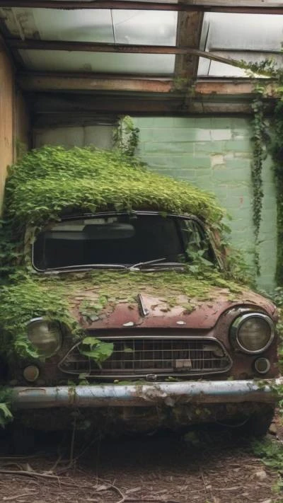 An_Old_Car_Covered_In_Ivys_Cars & Vehicles_9-16_01