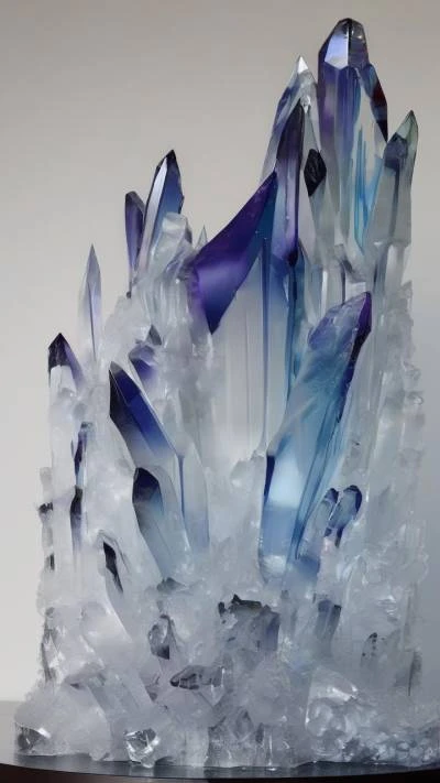A_Blue_And_White_Crystal_Sculpture_On_Abstract_9-16_85