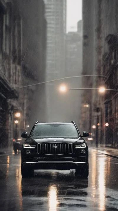 A_Black_Car_Driving_Through_The_Rain_Cars & Vehicles_9-16_25