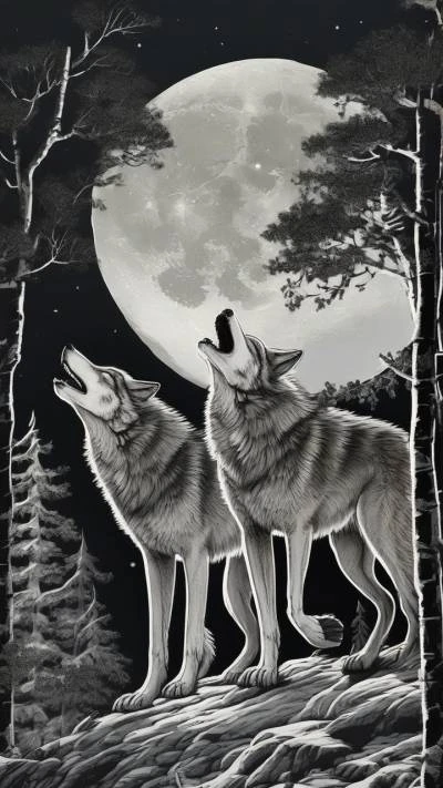 Two_Wolves_Howling_At_The_Moon_Nature_9-16_148