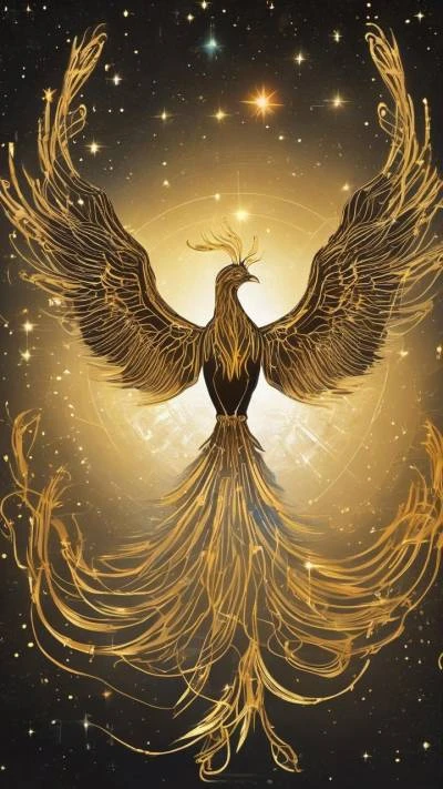A_Golden_Bird_With_Wings_And_Stars_Art & Illustration_9-16_185