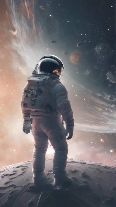 An_Astronaut_Standing_On_The_Moon_Looking_Space & Galaxy_9-16_06