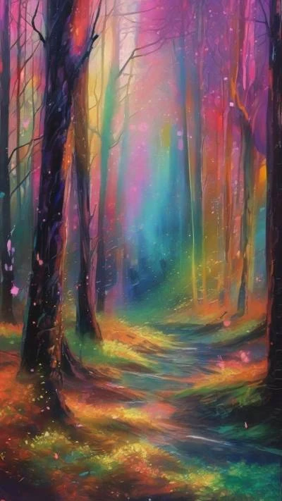 A_Painting_Of_A_Forest_With_Colorful_Art & Illustration_9-16_162