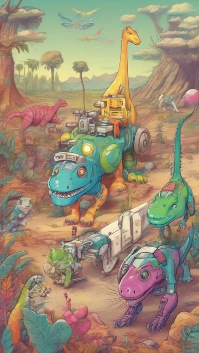 A_Cartoon_Dinosaur_With_A_Car_And_Anime & Cartoons_9-16_32