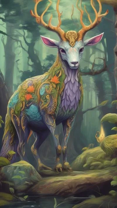 A_Deer_With_A_Large_Horn_And_Art & Illustration_9-16_89