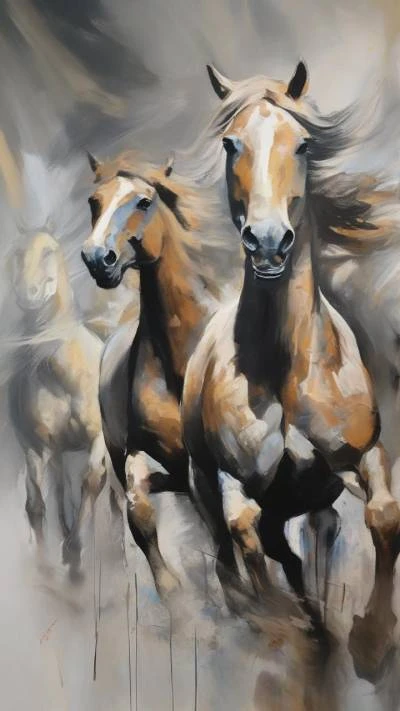 A_Painting_Of_Three_Horses_Running_In_Art & Illustration_9-16_174