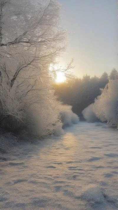 A_Snowy_Sunrise_In_The_Woods_Seasonal & Holiday_9-16_42