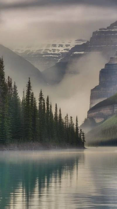 A_Lake_With_Trees_And_Mountains_In_Landscapes_9-16_95