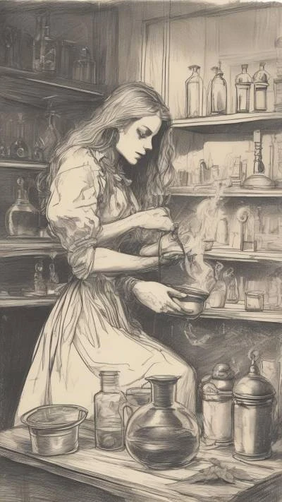 A_Woman_In_A_Kitchen_Preparing_Food_Art & Illustration_9-16_23