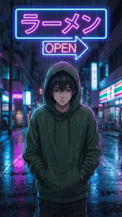 Anime boy in hoodie