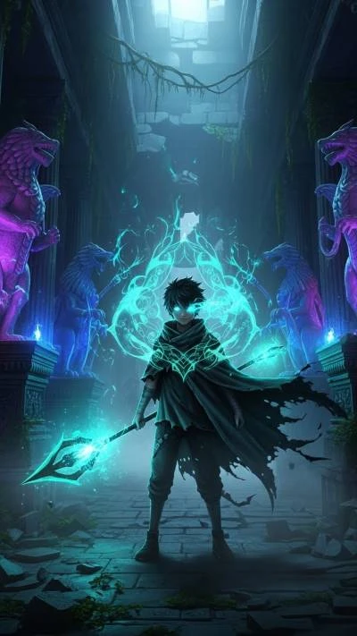 Anime boy unleash magic