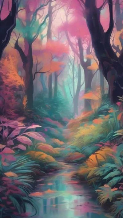 A_Painting_Of_A_Forest_With_A_Art & Illustration_9-16_98