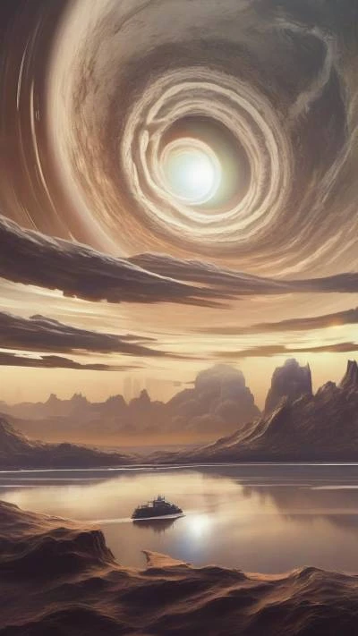A_Painting_Of_A_Boat_Floating_In_Space & Galaxy_9-16_30