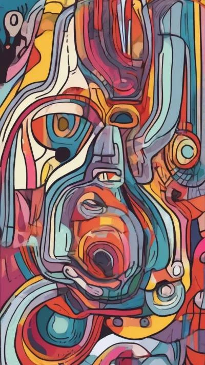A_Painting_Of_A_Face_With_Many_Art & Illustration_9-16_24