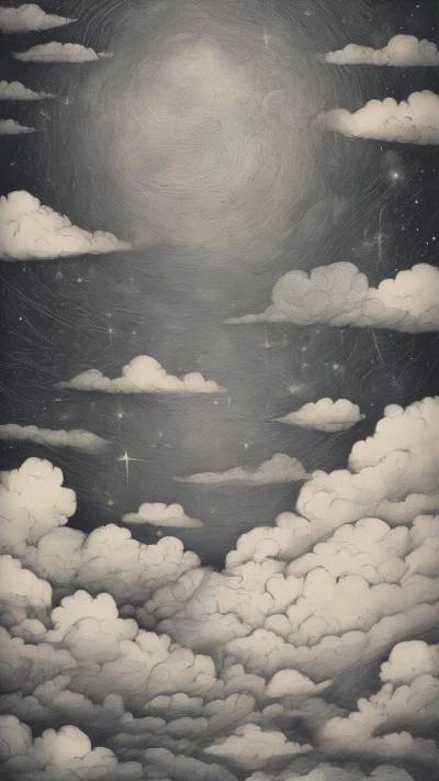 A_Drawing_Of_Clouds_And_Stars_In_Art & Illustration_9-16_130