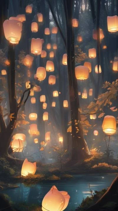 A_Forest_Filled_With_Lots_Of_Lanterns_Fantasy_9-16_74
