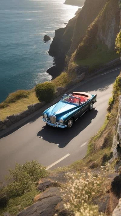 A_Blue_Car_Driving_Down_A_Road_Cars & Vehicles_9-16_06