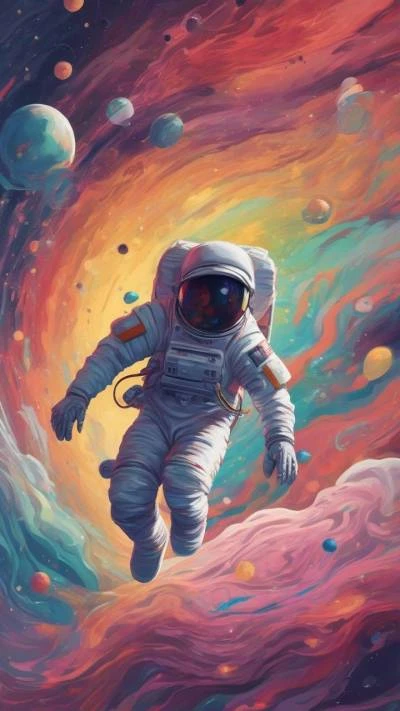 An_Astronaut_Floating_In_Space_With_Planets_Space & Galaxy_9-16_07
