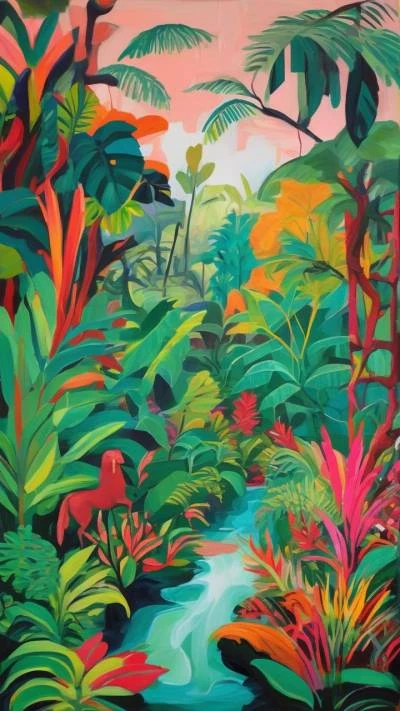 A_Painting_Of_A_Jungle_Scene_With_Art & Illustration_9-16_102