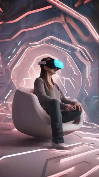 A_Woman_Sitting_On_A_Chair_With_Technology_9-16_33