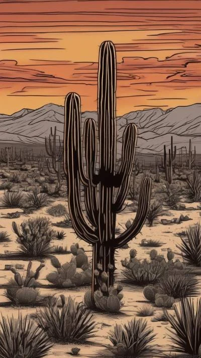 A_Desert_Scene_With_A_Cactus_And_Nature_9-16_09
