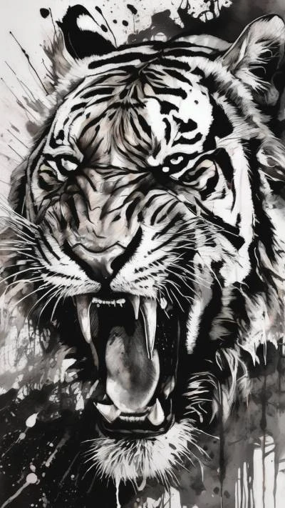A_Black_And_White_Tiger_With_Its_Art & Illustration_9-16_68