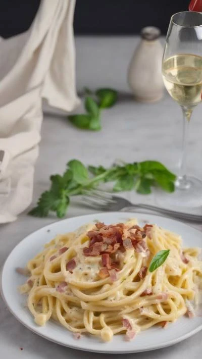 A_Plate_Of_Pasta_With_Bacon_And_Food & Drinks_9-16_81