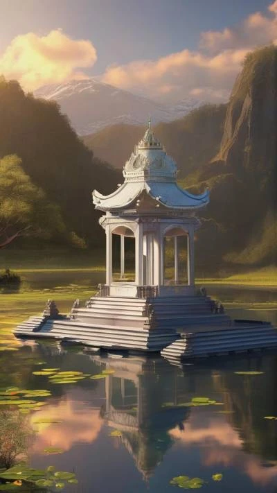 A_White_Pagoda_Sits_On_A_Small_Fantasy_9-16_84