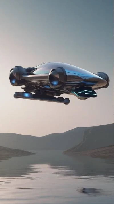 A_Futuristic_Car_Flying_Over_A_Lake_Cars & Vehicles_9-16_57