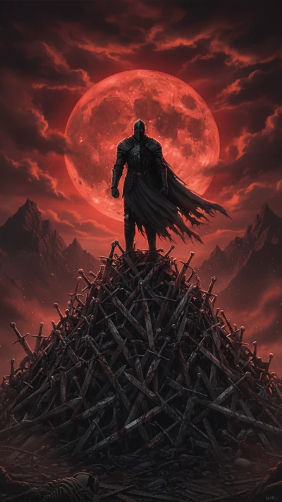 A dark knight standing