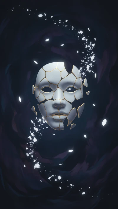 A shattered porcelain mask