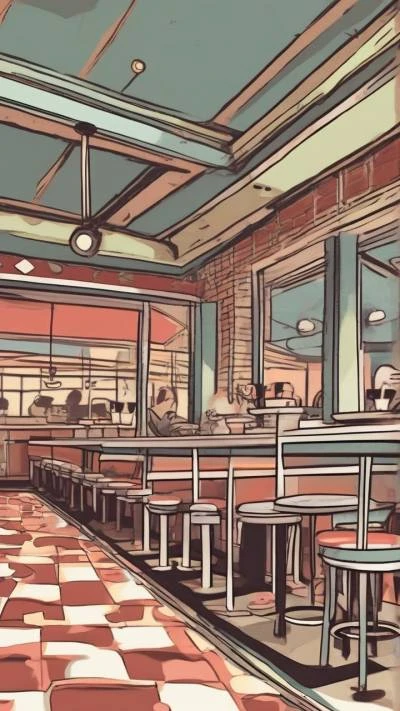 A_Drawing_Of_A_Restaurant_With_Tables_Art & Illustration_9-16_131