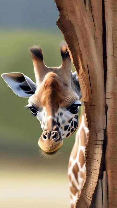 A_Giraffe_Is_Peeking_Out_From_Behind_9-16_02