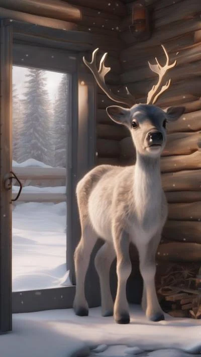 A_Reindeer_Standing_In_Front_Of_A_Animals_9-16_10