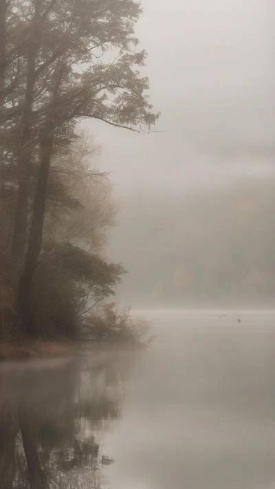 A_Foggy_Lake_With_Trees_And_Minimalist_9-16_119