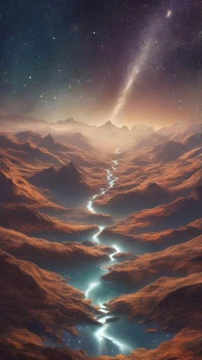 A_View_Of_A_Mountain_Valley_With_Space & Galaxy_9-16_11