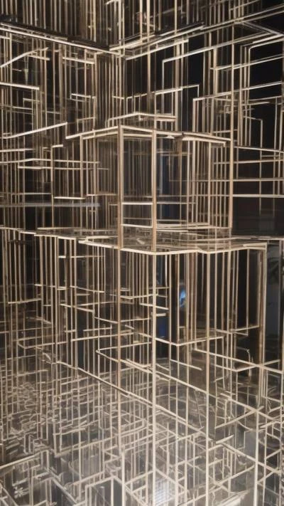 A_Large_Metal_Structure_With_Many_Square_Abstract_9-16_87