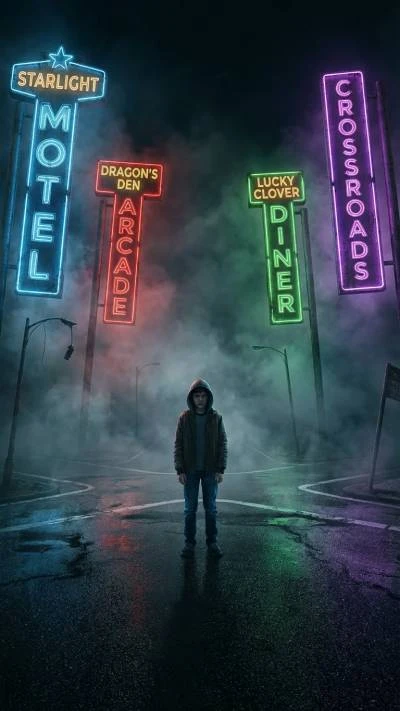 A boy standing middle of the street