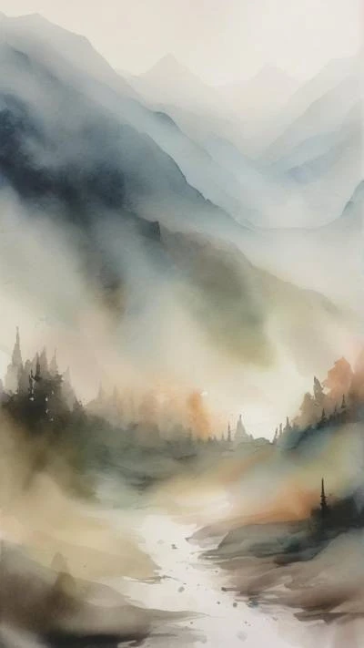 A_Painting_Of_Mountains_And_A_River_Art & Illustration_9-16_61