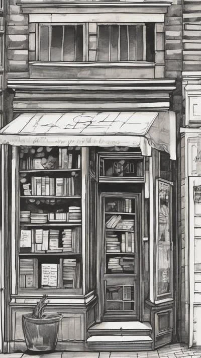 A_Drawing_Of_A_Bookstore_With_Books_Art & Illustration_9-16_19