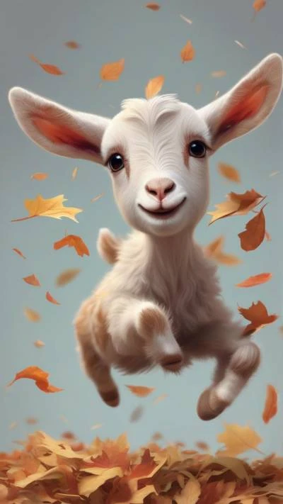 A_Baby_Goat_Jumping_Through_Leaves_Animals_9-16_114