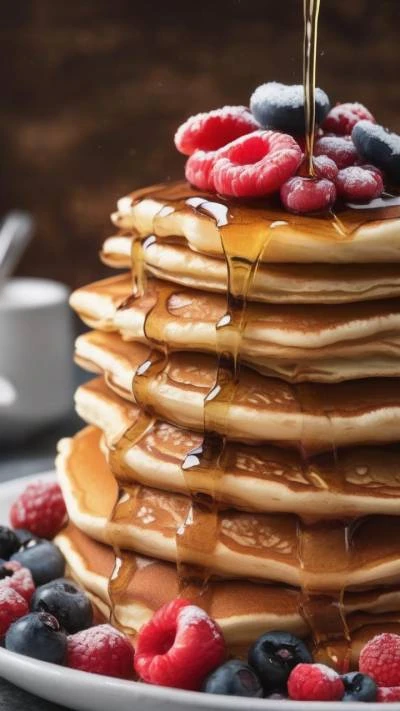 A_Stack_Of_Pancakes_With_Syrup_Being_Food & Drinks_9-16_99