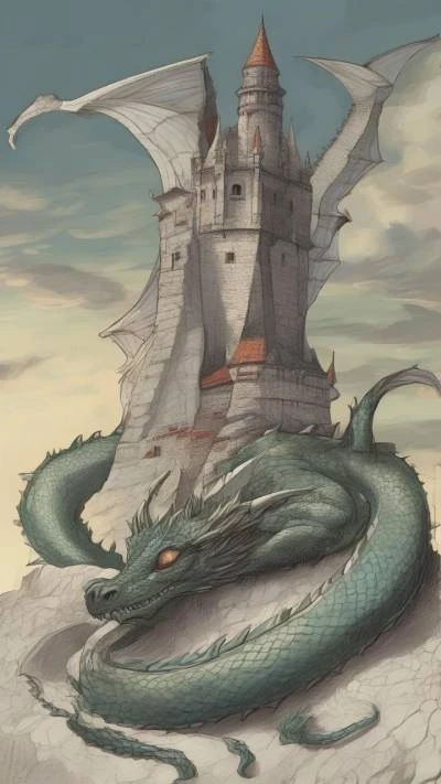A_Dragon_And_A_Castle_On_A_Art & Illustration_9-16_78