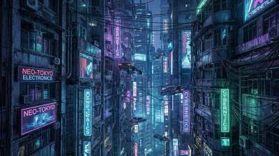 Cyber punk city buildings compact